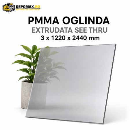Oglinda acrilica PMMA See Thru 3 x 1220 x 2440 mm